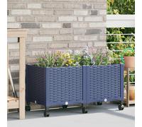 vidaXL Vaso da Giardino con Ruote Blu Grigio 80 x 40 x 44 cm PP