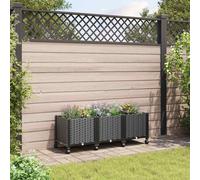 vidaXL Vaso da Giardino con Ruote Nero 120 x 40 x 44 cm PP
