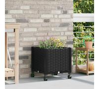 vidaXL Vaso da Giardino con Ruote Nero 40 x 40 x 44 cm PP