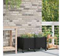 vidaXL Vaso da Giardino con Ruote Nero 80 x 40 x 44 cm PP