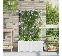 vidaXL Vaso da Giardino con Trellis 2 pcs Bianco 80 x 40 x 143 cm PP