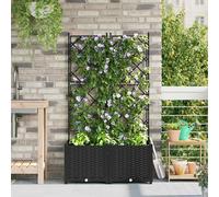vidaXL Vaso da Giardino con Trellis 2 pcs Nero 80 x 40 x 143 cm PP
