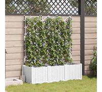 vidaXL Vaso da Giardino con Trellis 3 pcs Bianco 120 x 40 x 143 cm PP