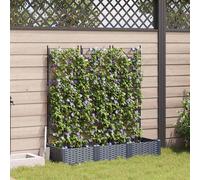 vidaXL Vaso da Giardino con Trellis 3 pcs Grigio 120 x 40 x 125.5 cm