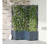 vidaXL Vaso da Giardino con Trellis 3 pcs Grigio 80 x 80 x 143 cm PP