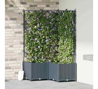 vidaXL Vaso da Giardino con Trellis 3 pcs Grigio chiaro