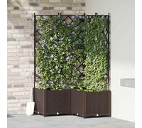 vidaXL Vaso da Giardino con Trellis 3 pcs Marrone 80 x 80 x 143 cm PP