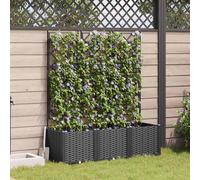 vidaXL Vaso da Giardino con Trellis 3 pcs Nero 120 x 40 x 143 cm PP