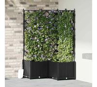 vidaXL Vaso da Giardino con Trellis 3 pcs Nero 80 x 80 x 143 cm PP