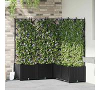 vidaXL Vaso da Giardino con Trellis 5 pcs Nero 120 x 120 x 143 cm PP