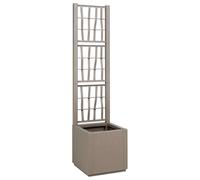 vidaXL Vaso da Giardino con Trellis Marrone Chiaro 36 x 36 x 140 cm PP, Giardino e Terrazza, Vasi Moderni per Esterni, Materiali Resistenti ai Raggi UV, Scatola per Piante, Trellis per Viti