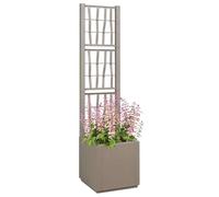 vidaXL Vaso da Giardino con Trellis Marrone Chiaro 36 x 36 x 140 cm PP | Un look elegante e semplice che rende il tuo spazio esterno ancora più bello, Fatto in polipropilene robusto,