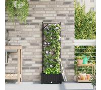 vidaXL Vaso da Giardino con Trellis Nero 40 x 40 x 125.5 cm PP