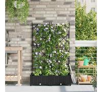 vidaXL Vaso da Giardino con Trellis Nero 80 x 40 x 125.5 cm PP