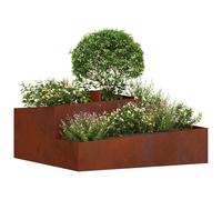 vidaXL Vaso da Giardino Marrone 100 x 100 x 50 cm, Giardino e Terrazzo, Vaso in Metallo Moderno per Esterni, Porta Piante Robusto, Accessori Decorativi