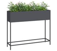 vidaXL Vaso da Giardino Rialzato Antracite 100 x 26 x 82 cm Acciaio, Giardino e terrazza, Supporto Piante Resistente, Vaso rialzato, Decorazioni Esterne per spazi Verdi