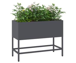 vidaXL Vaso da Giardino Rialzato Antracite 60 x 26 x 45 cm Acciaio, Giardino e Terrazza, Fioriera Elevata Resistente, Porta Piante, Essenziali per Giardinaggio, Stile Urbano per Spazi Verdi