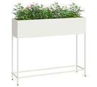 vidaXL Vaso da Giardino Rialzato Bianco 100 x 26 x 82 cm Acciaio