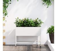 vidaXL Vaso da Giardino Rialzato Bianco 60 x 26 x 48 cm Acciaio