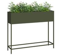 vidaXL Fioriera Rialzata 100x26x82 cm Verde Oliva in Acciaio