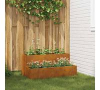 vidaXL Fioriera da giardino in acciaio corten, finitura resistente alle intemperie, 100 x 60 x 45 cm, per uso esterno/veranda, elegante design rettangolare rustico