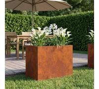 vidaXL Fioriera da giardino, effetto ruggine, 50 x 40 x 50 cm, in acciaio resistente alle intemperie, aiuola rialzata, fioriera per giardino e terrazza, moderna fioriera rettangolare per esterni per
