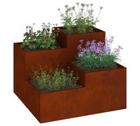 Fioriera Giardino in Metallo Arrugginito per Uso Esterno | Acciaio Resistente alle Intemperie Design Moderno Fondo Aperto Drenaggio 80 x 60 cm Ideale per Fioriere e Erbe Decorazione Balcone Piante del