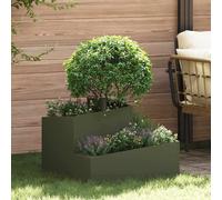 vidaXL Vaso da Giardino Verde Oliva 60x60x50 cm in Acciaio di