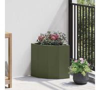 vidaXL Vaso d'angolo Oliver verde 30 x 30 x 35 cm Acciaio