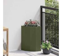 vidaXL Vaso d'angolo Verde oliva 30 x 30 x 50 cm Acciaio