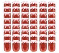 VIDAXL - Vaso Marmellata In Vetro Coperchio Bianco E Rosso 48 Pz 230 Ml