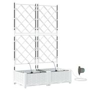 vidaXL Vaso Moderno Bianco con Trellis Regolabile in Altezza - Perfetto per Usare Dentro e Fuori. Ha Un Look Elegante in Rattan. Dimensioni: 80 x 40 x 126 cm. Fatto di Plastica Sintetica Durevole. D