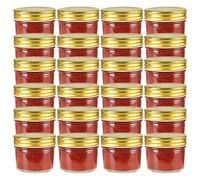 vidaXL Vaso per Marmellata in Vetro Coperchio Oro 24 pz 110 ml