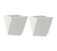 vidaXL Vaso per piante, 2 pezzi, bianco, 30 x 30 x 30 cm, in acciaio, da giardino e terrazzo, rettangolare, per esterni, contenitore in metallo per decorazioni terrazze