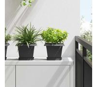 vidaXL Vaso quadrato per fiori 24 pcs Nero 20 x 20 x 16 cm Plastica