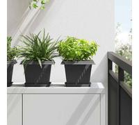 vidaXL Vaso quadrato per fiori 6 pcs Nero 23 x 23 x 17,5 cm Plastica