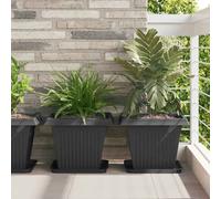 vidaXL Vaso quadrato per fiori 6 pcs Nero 38 x 38 x 30 cm Plastica