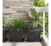 vidaXL Vaso quadrato per fiori 6 pcs Nero 43 x 43 x 33,5 cm Plastica