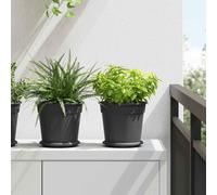 vidaXL Vaso Rotondo per Fiori 24 pz Nero Ø 19 x 16,5 cm Plastica