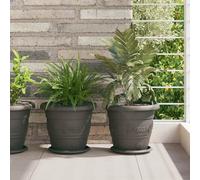vidaXL Vaso Rotondo per Fiori 24 pz Nero Ø 26 x 21.5 cm Plastica