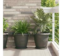 vidaXL Vaso Rotondo per Fiori 6 pz Nero Ø 39 x 32 cm Plastica