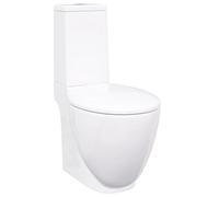vidaXL Vaso WC in Ceramica da Bagno Rotondo Base con Scarico Bianco