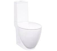 vidaXL Vaso WC in Ceramica da Bagno Rotondo Base con Scarico Bianco
