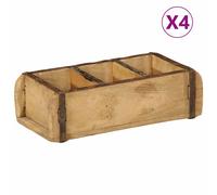 vidaXL Vassoio 4 pcs Marrone 30 x 14 x 9 cm Legno Recuperato Massello