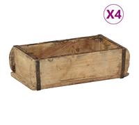 vidaXL Vassoio 4 pcs Marrone 30 x 15 x 9 cm Legno Recuperato Massello