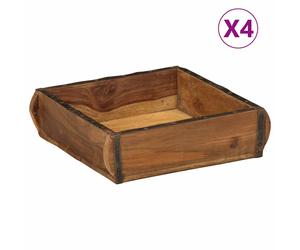 vidaXL Vassoio 4 pz Marrone 29 x 31 x 10 cm Legno Recuperato Massello