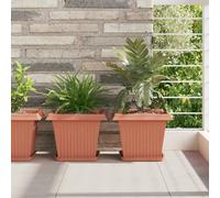 vidaXL Vassoio Quadrato per Fiori 24 pz Rosso Mattone 21 x 21 x 2 cm