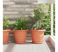 vidaXL Vassoio Rotondo per Fiori 24 pcs Rosso Mattone Ø 21,5 x 2,5 cm