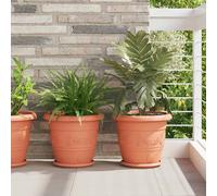 vidaXL Vassoio Rotondo per Fiori 24 pcs Rosso Mattone Ø 23,5 x 2,5 cm