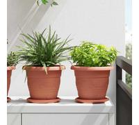 vidaXL Vassoio Rotondo per Fiori 6 pcs Rosso Mattone Ø 17,5 x 2 cm